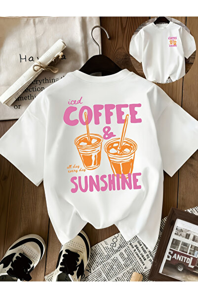121 Women's Summer Fashion Short Sleeve Front and Back Print T-Shirt Coffee P...