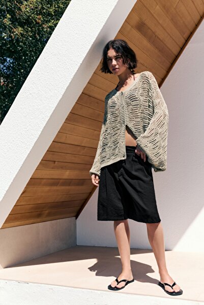 Pull & Bear Pileli kumaş bermuda