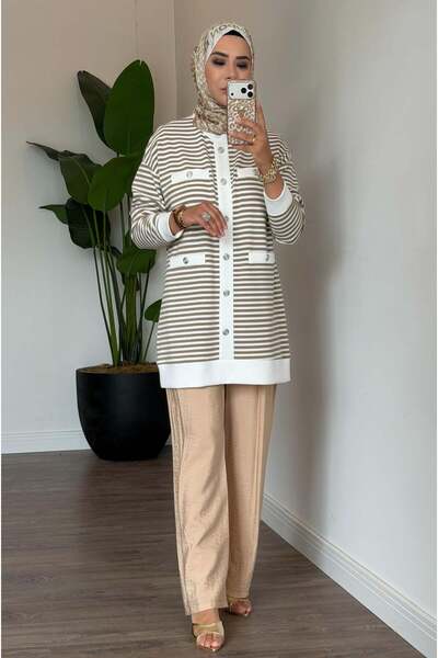Moodbasic Metal Düğmeli Tunik - Bej