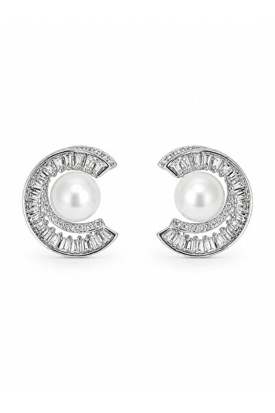 serelya أقراط نسائية من النحاس الفضي اللون مرصعة بحجر الزركون على شكل حلزون م...
