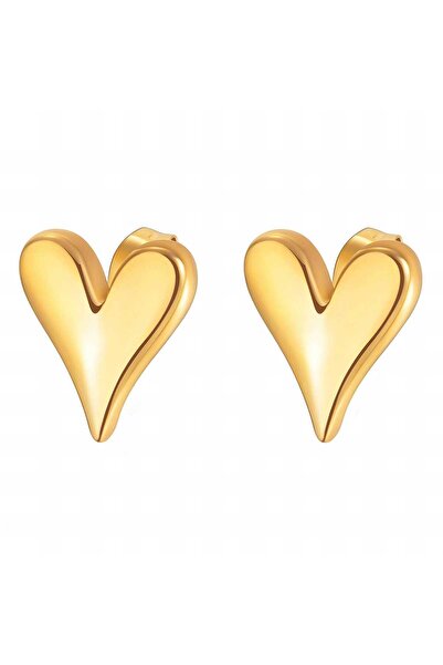 OEM Cercei inimă placați cu aur de 18K – 1,2 × 1,4 cm