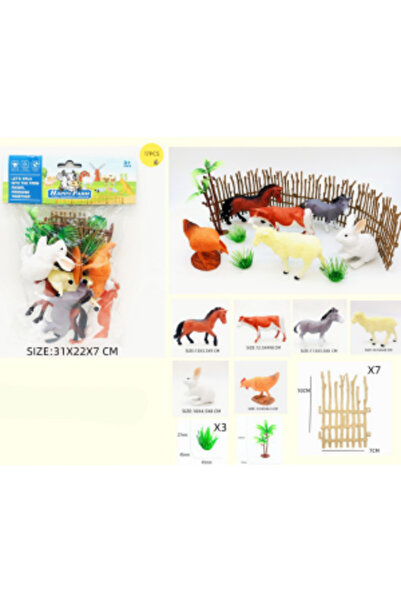 CasaDesteapta.ro Jucarie Set „Happy Farm” Animale de Fermă, Gard și Accesorii...
