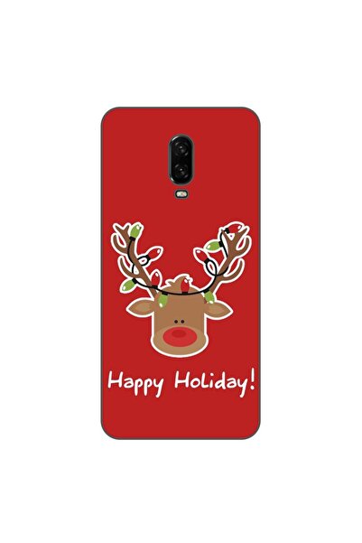 OEM Husa compatibila cu OnePlus 6T Silicon Gel Tpu Model Craciun Ren Happy Ho...