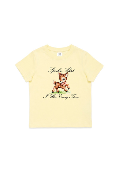 WHITE OF CREATIVE Kadın I Win Every Time Fawn Geyik Yazılı Baby Tee Crop Top
