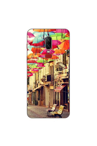 OEM Θήκη συμβατή με OnePlus 6 από σιλικόνη gel TPU με σχέδιο πολύχρωμων ομπρε...