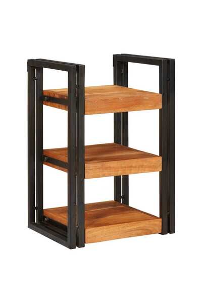 vidaxl Noptieră Maro și negru 38 x 33 x 58 cm Lemn Solid de Acacia