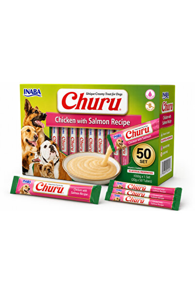churu Chicken and Salmon Sauce for Dogs 50x20g – Premium Liquid Snack, Delici...