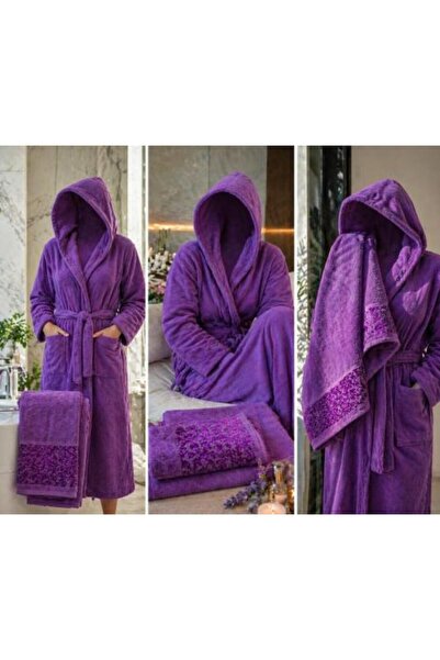 Terminus Luxury Hooded Bath Robe 100% Cotton XL with Paisley Patterns