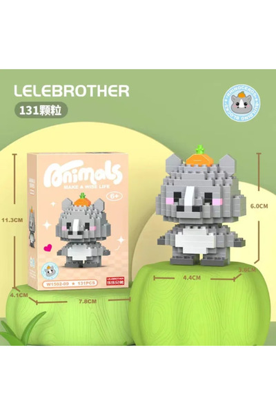 womi Animals Series Cute Rhino Model Block Building Block Figure