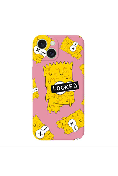 Other Apple iPhone 15 Plus Bart Simpson Pink Colored Silicone TPU Θήκη