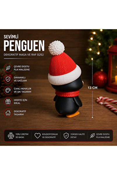 Sadık Pazar Sevimli Penguen Figürü – Dekoratif Masa ve Raf Süsü