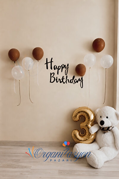 Organizasyon Pazarı 3 Year Old Birthday Concept Gold Number Balloon Set Metal...