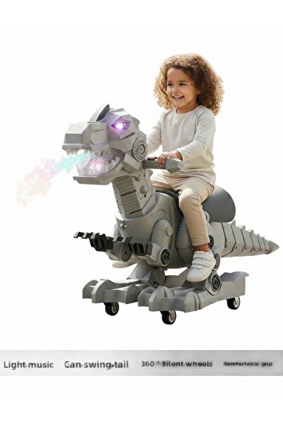 OEM Dinozaur Ride-On pentru Copii 2-5 ani, Lumini și Muzică, Spray cu Ceață, ...