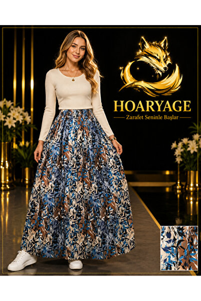 hoaryage Elastic Waist, Vivid Colorful Patterned Viscose Press Fabric Maxi Le...
