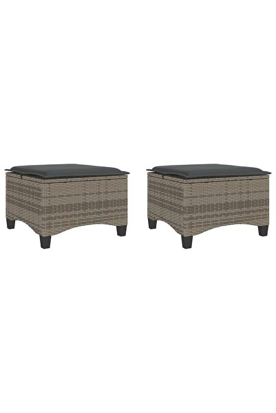 vidaxl Scaune de grădină cu perne 2 buc Gri 55x55x36 cm Poly Ratan