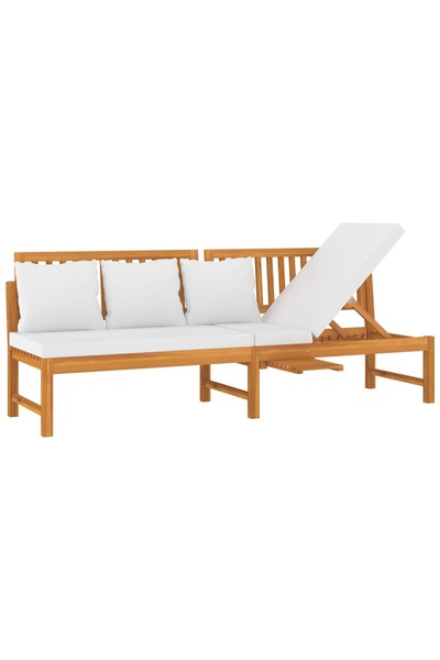 vidaxl Pat de zi cu perne crem, 200x60x75 cm, lemn masiv de acacia