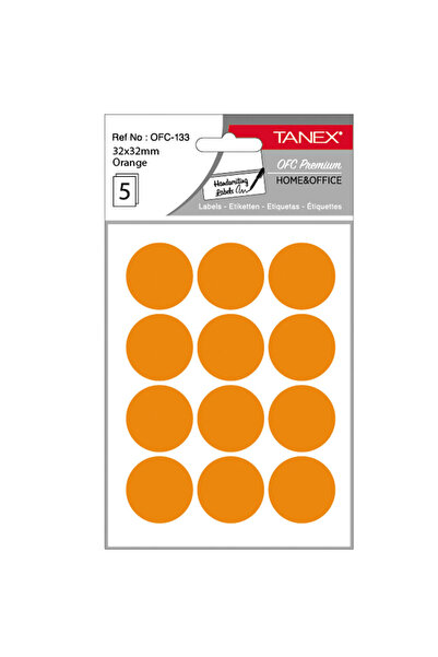 Tanex ETICHETE ROTUNDE 32MM PORTOCALII 60/ROLĂ
