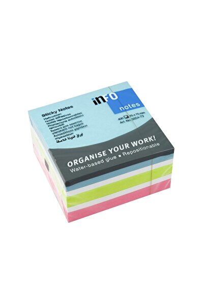 INFO NOTES Cub de notițe adezive 75 x 75 mm 400 de coli multicolor
