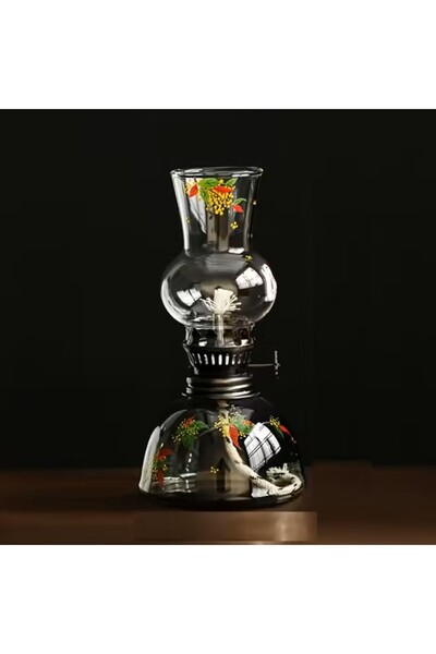 Generic فانوس زجاجي شفاف بتصميم مستوحى من الطراز القديم مع فتيل دائم من الألي...