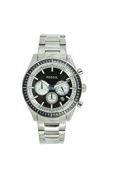Fossil Men's Quartz Silver Stainless Steel Black Dial 46mm Watch BQ1256 - One...