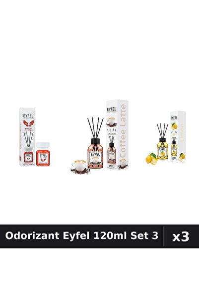 Eyfel Set 3 Odorizante Camera cu Betisoare 120ml - Red Dragon, Cafea, Lamaie