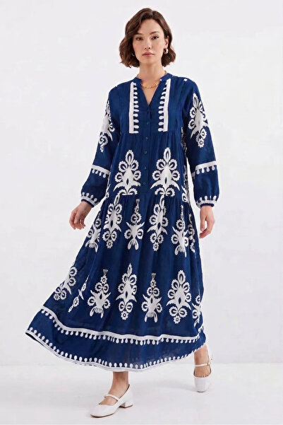 buğrahayalin Women's Round Neck, Drawstring Waist, Long Sleeve, Authentic Pat...