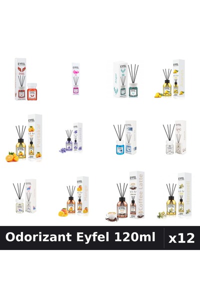 Eyfel Set 12 Odorizante Camera cu Betisoare - 12 Arome Asortate, 120ml
