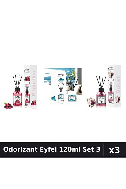 Eyfel Set 3 Odorizante Camera cu Betisoare 120ml - Bouquet, Fructe de Padure,...
