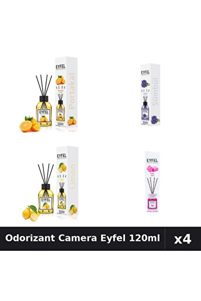 Eyfel Set 4 Odorizant Camera cu Betisoare 120ml - Portocala, Zambile, Lamaie,...
