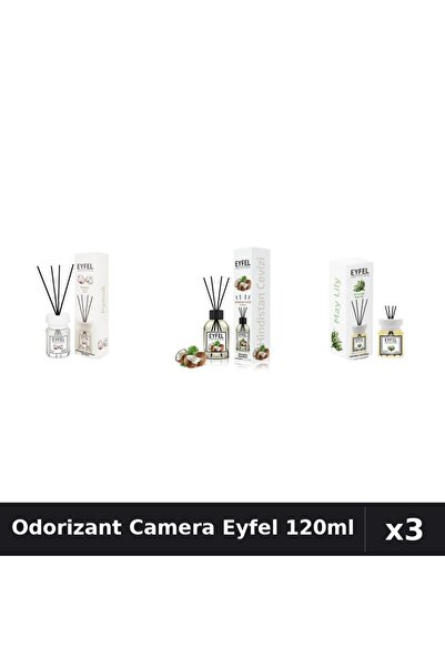 Eyfel Set 3 Odorizant Camera cu Betisoare 120ml - Bumbac, Nuca De Cocos, Lacr...