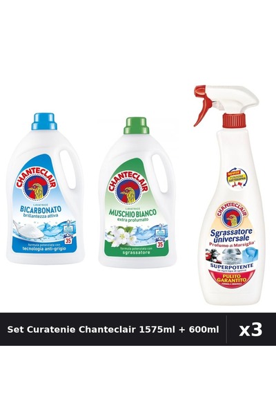 Chanteclair Set 3 Detergent Lichid Rufe 1575ml 35 Spalari - Bicarbonat, Mosc ...
