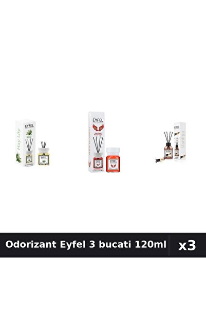 Eyfel Set 3 Odorizant Camera cu Betisoare - Lacramioare, Red Dragon, Vanilie ...