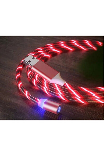 Vivid Καλώδιο LED / Μαγνητικό USB σε Lightning / Type-C / micro USB 2A Κόκκινο