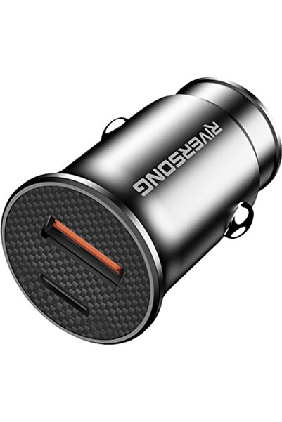 RİVERSONG Φορτιστής Αυτοκινήτου 20W με Θύρες: 1xUSB 1xType-C Μαύρο Χρώμα Κωδι...