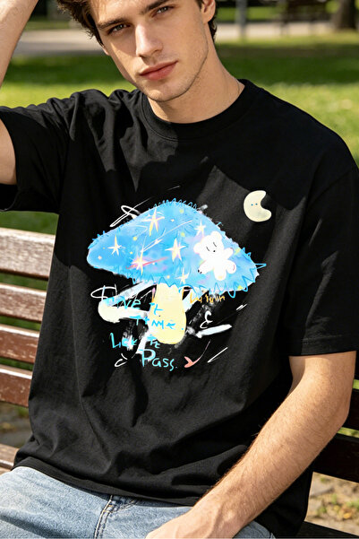Fleck Casual Style T Shirts For Men Mushroom Galaxy Design Personalized Shirts