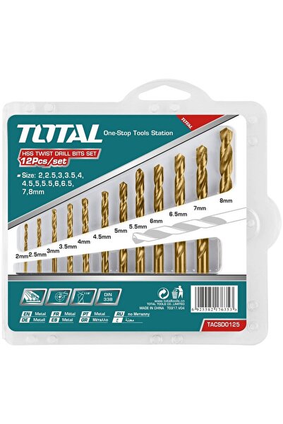 TOTAL Set burghiu pentru metal HSS: 12 buc