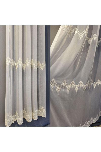 ArasyaHome Perdea cu Broderie Moderna Crem /Auriu