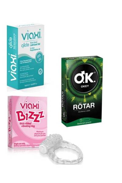 Okey Rötar Etkili 5'li Prezervatif-Bızzz Titreşim Halkası-5x5 ml Lubricant Je...