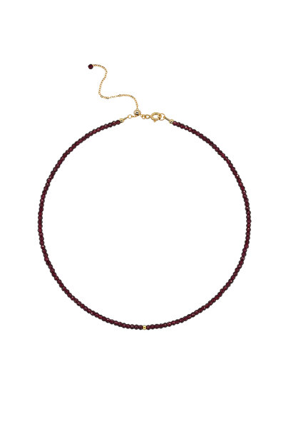 Lisa&Co. Garnet&Bead Silver Necklace Yellow gold plated silver / Garnet / Purple