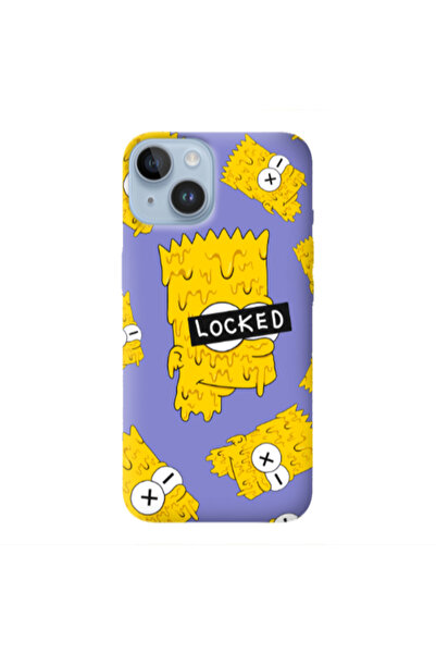 Other Apple iPhone 14 Bart Simpson Purple Colored Silicone TPU Θήκη