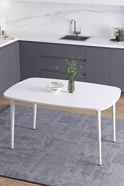 Mufian Concept İskandinav Bohem Oval 60x90 CM Beyaz Metal Ayaklı Beyaz Mutfak...
