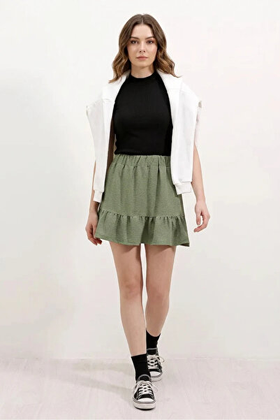 Generic Brand Women's Ruffled Hem Green Skirt