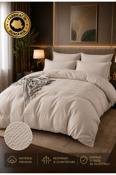 RALEX PUCIOASA Gofre Non-Wicking Bedding Set 6 Pieces, Elastic Fitted Sheet 1...