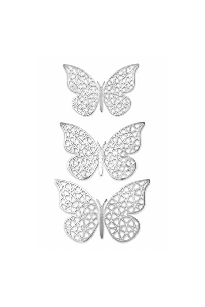 Decoratiuni Dulci Butterflies with small stars on the wings | 3 sizes - Silver