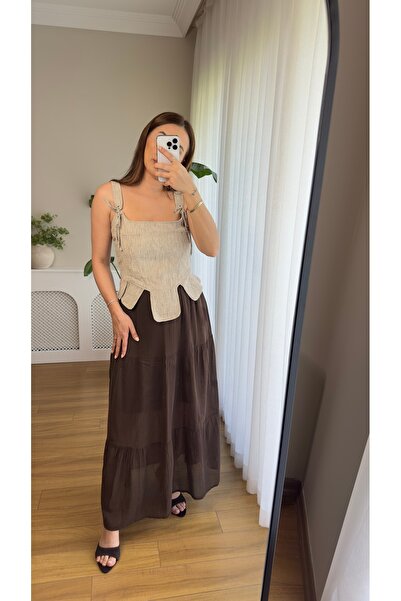 Butikrenginyılmaz Lined Cotton Voile Long Skirt
