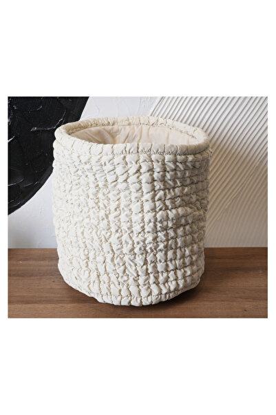 Generica Beige Woven Laundry Basket, Round Design