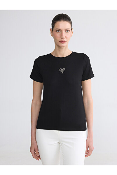 LC Waikiki Nevavm Soft Touch Women's T-Shirt with Bow Embroidery