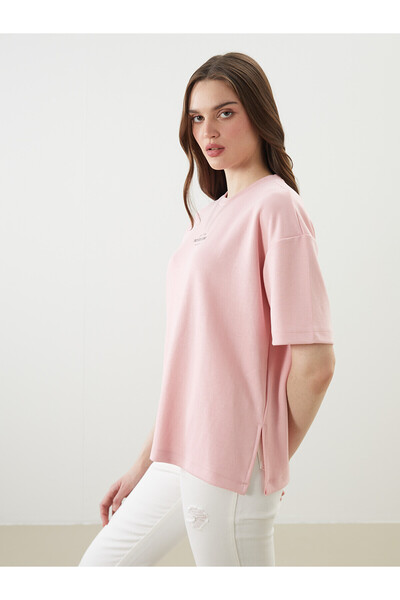 LC Waikiki Trendlucky Women's Oversize T-Shirt with Oval Collar and Printed D...