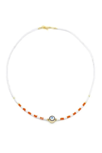Marsilyan Nvdn- Ieg - Beaded Eye Necklace - White Iegrs-Nvdn1