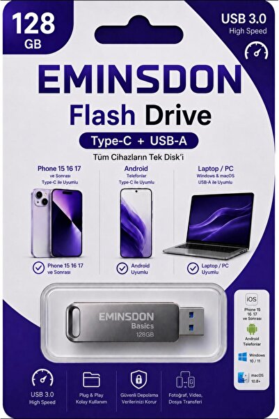 128GB Flash Memory Android Iphone15 And After Type-C Phone Computer Tablet Compatible USB3.0